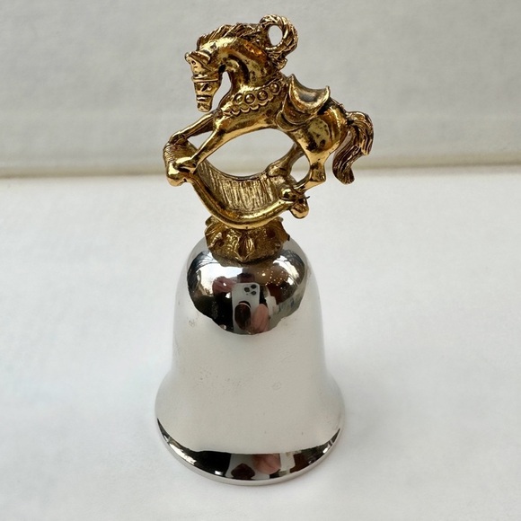 Silver Plated Christmas Bell with Rocking Horse Handle - Picture 1 of 13